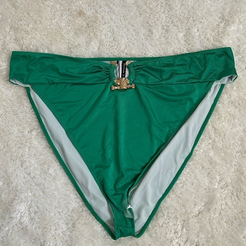 PLT Green Bikini Bottom with Gold Accent